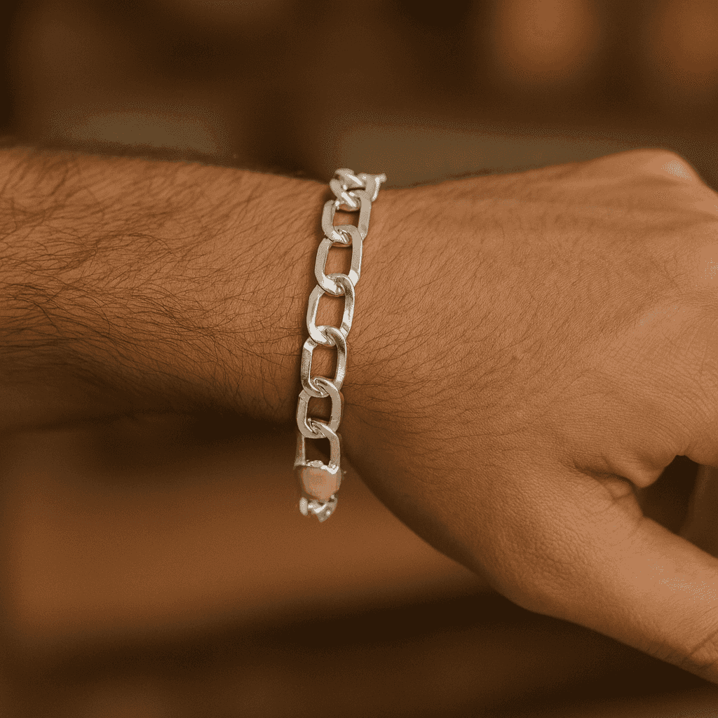 925 Sterling Silver Classic Rectangle Bracelet - Celestora - India - - - Bracelet for Men, Boys, Gift for Men, Brother, Boyfriend, Husband