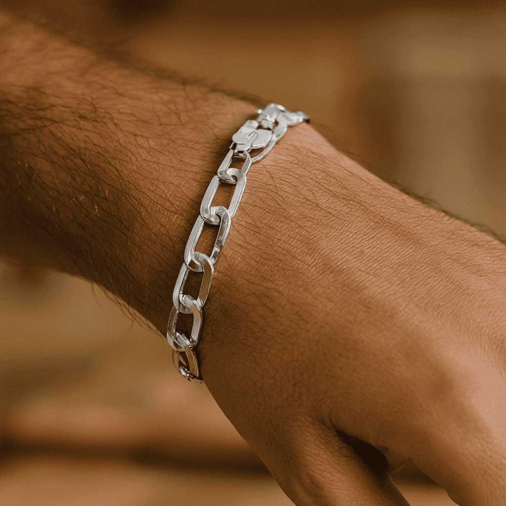 925 Sterling Silver Classic Rectangle Bracelet - Celestora - India - - - Bracelet for Men, Boys, Gift for Men, Brother, Boyfriend, Husband