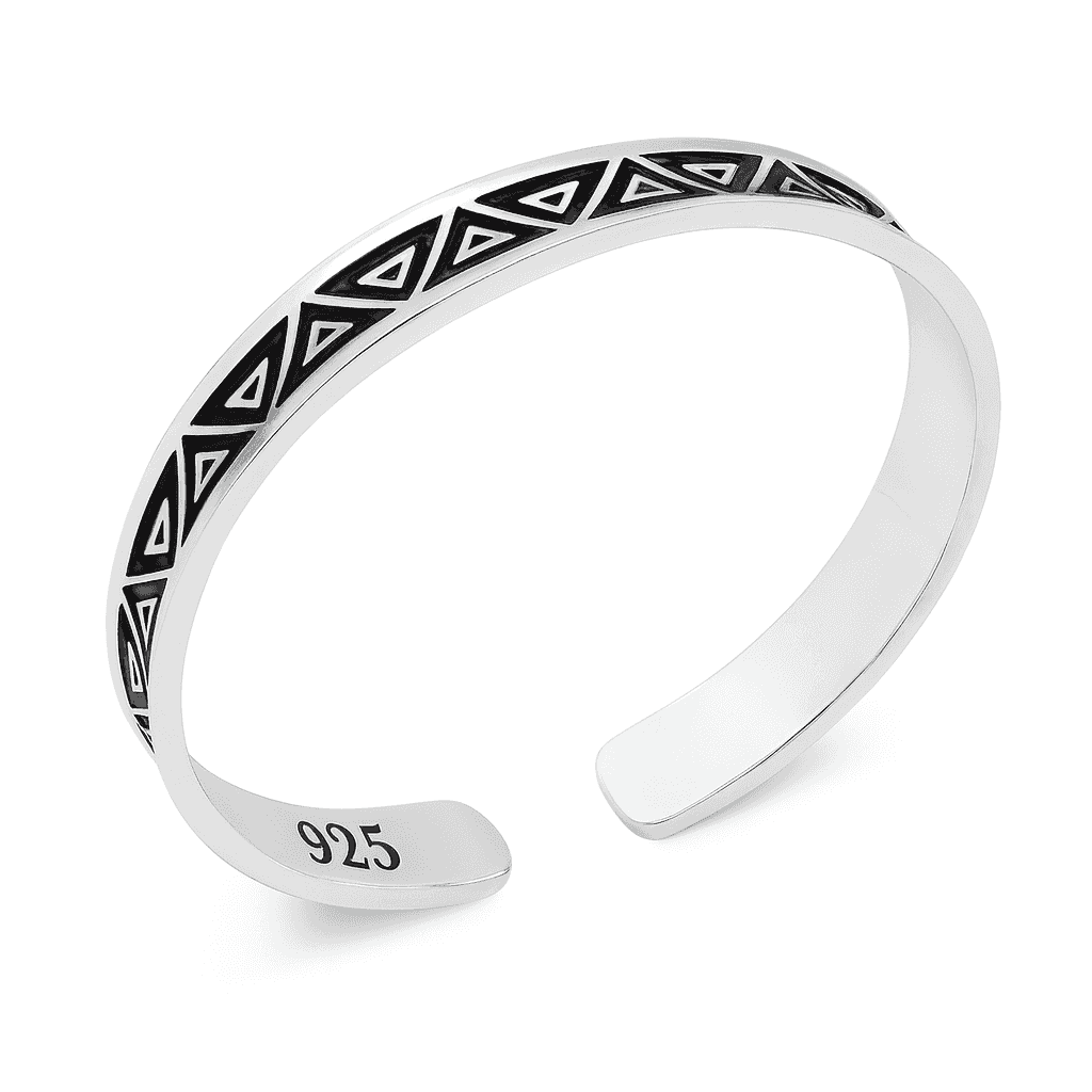 925 Sterling Silver Bold Triangle Cuff - Celestora - India - - - Cuff / Kada for Men, Boys, Gift for Men, Brother, Boyfriend, Husband