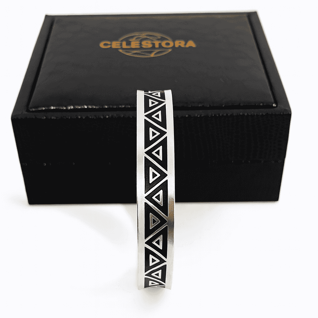 925 Sterling Silver Bold Triangle Cuff - Celestora - India - - - Cuff / Kada for Men, Boys, Gift for Men, Brother, Boyfriend, Husband