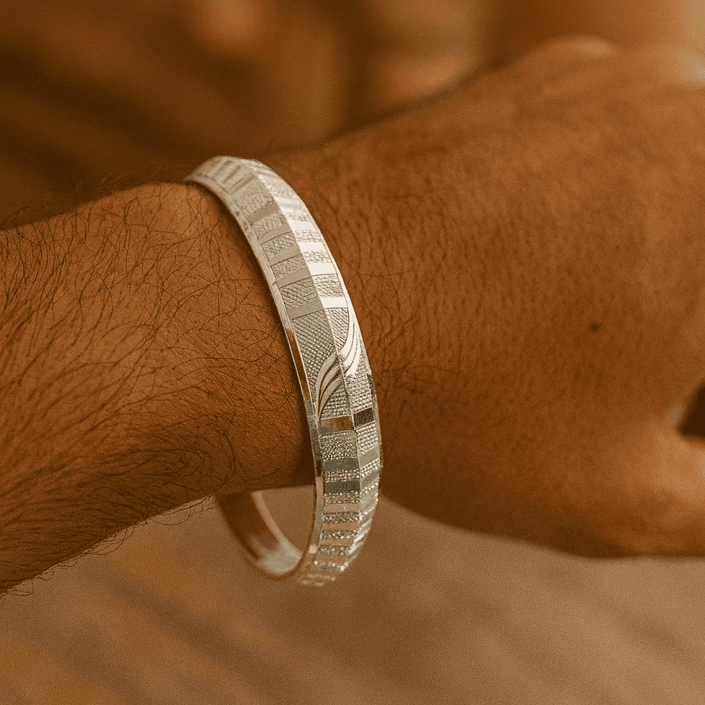 925 Sterling Silver King's Kada - Celestora - India - - - Cuff / Kada for Men, Boys, Gift for Men, Brother, Boyfriend, Husband