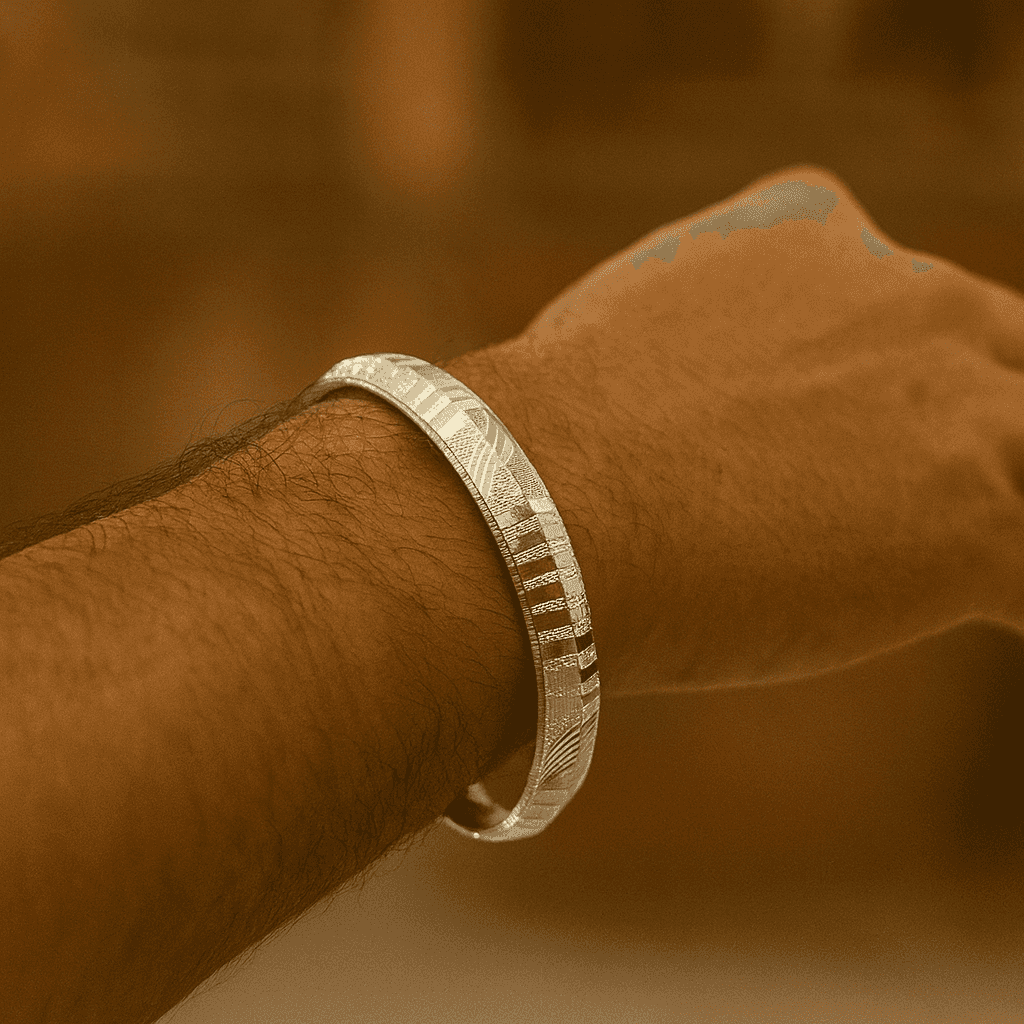 925 Sterling Silver King's Kada - Celestora - India - - - Cuff / Kada for Men, Boys, Gift for Men, Brother, Boyfriend, Husband