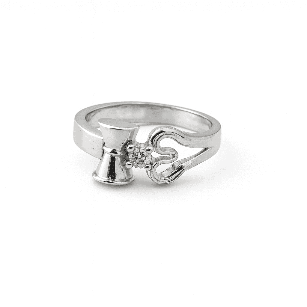 925 Sterling Silver Trishul Ring - Celestora - India - - men, new - Ring