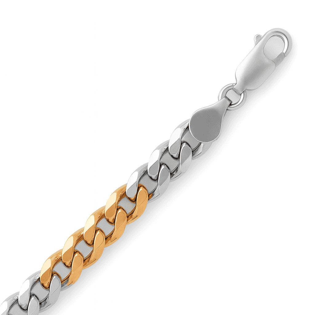 925 Sterling Silver Dual Tone Cuban Bracelet - Celestora - India - Rose Gold - - Bracelet for Men, Boys, Gift for Men, Brother, Boyfriend, Husband