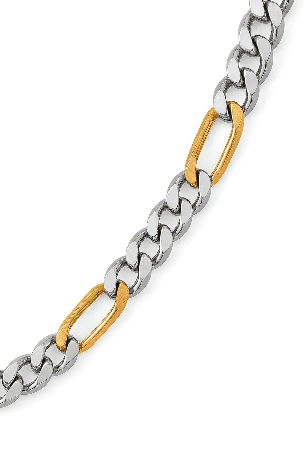 925 Sterling Silver Dual Tone Figaro Casanova Bracelet - Celestora - India - Rose Gold - men, new - Bracelet