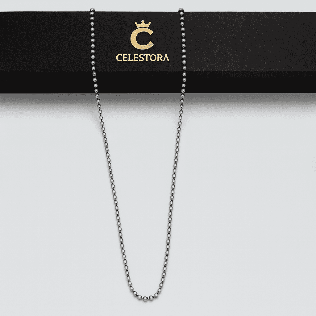 925 Sterling Silver Oxidised Silver Loop Chain - Celestora - India - - - Chains for Men, Boys, Gift for Men, Brother, Boyfriend, Husband