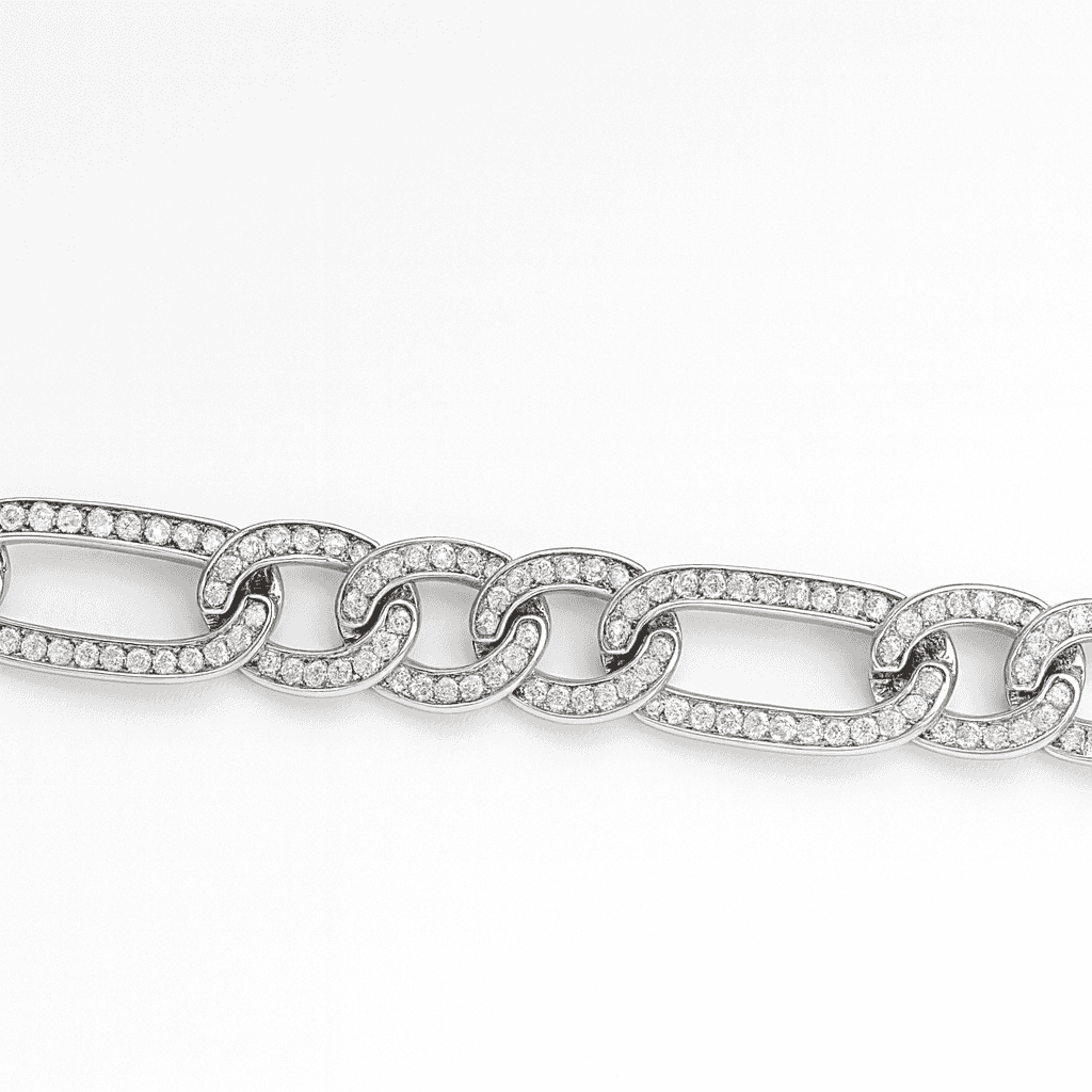 925 Sterling Silver Iced Out Figaro Casanova Chain - Celestora - India - - - Chains for Men, Boys, Gift for Men, Brother, Boyfriend, Husband