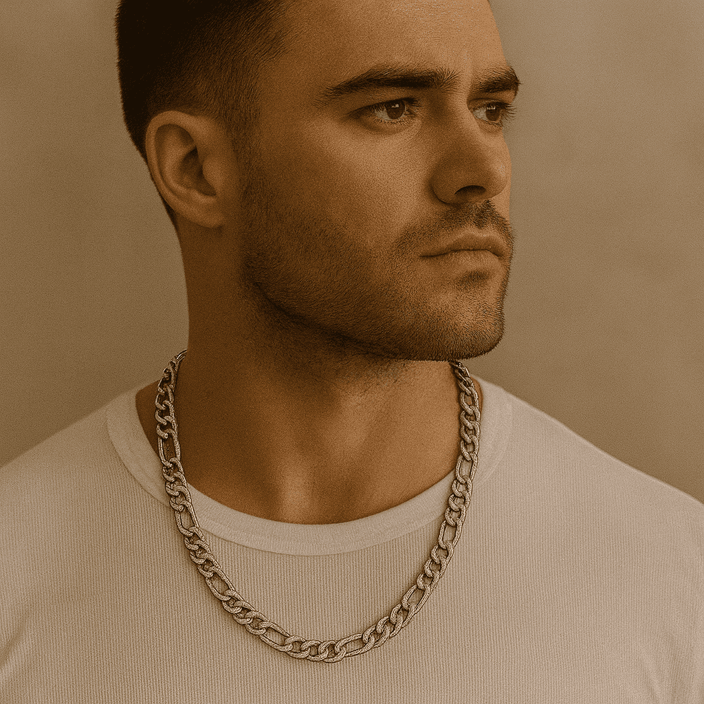 925 Sterling Silver Iced Out Figaro Casanova Chain - Celestora - India - - - Chains for Men, Boys, Gift for Men, Brother, Boyfriend, Husband