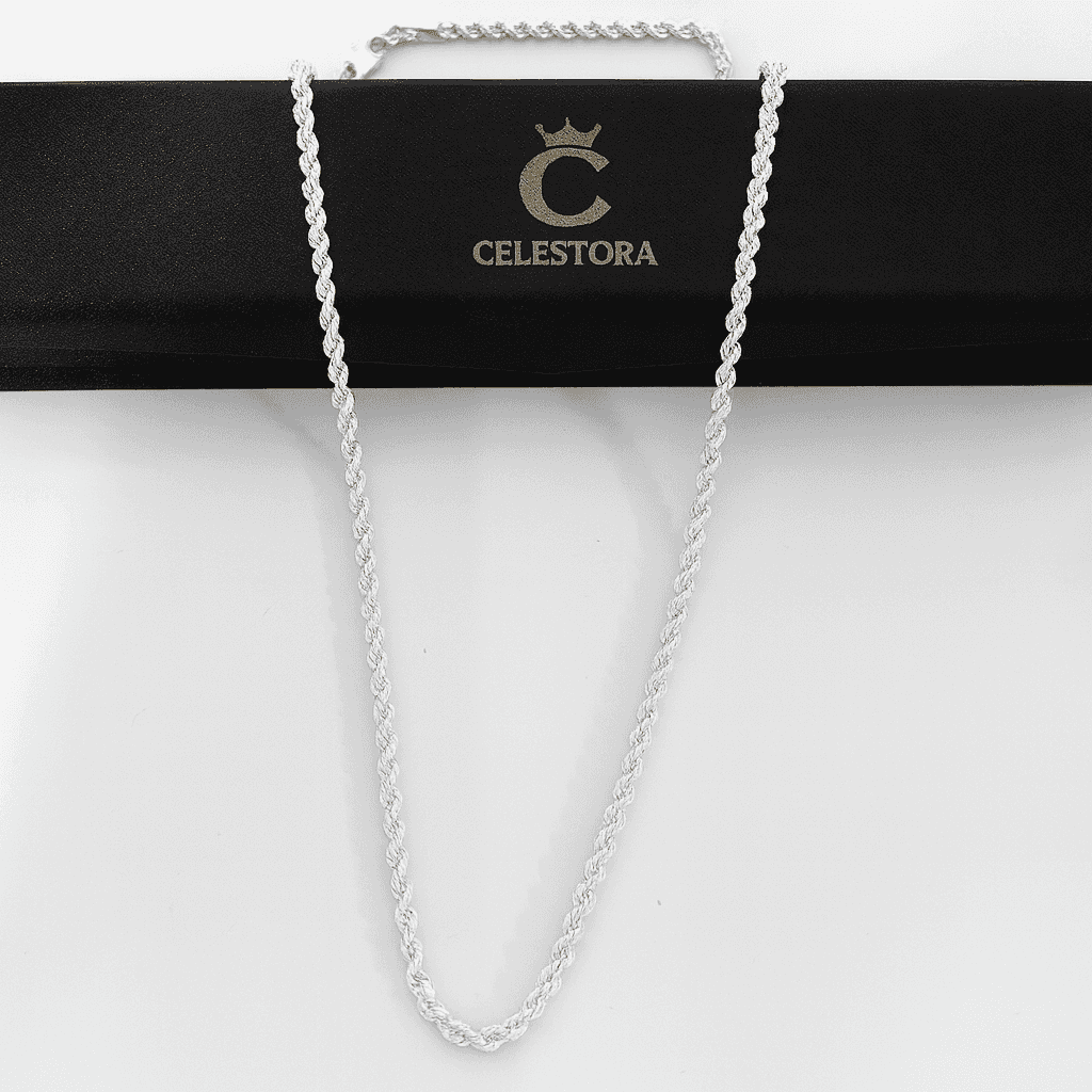 925 Sterling Silver Twisted Rope Chain - Celestora - India - - - Chains for Men, Boys, Gift for Men, Brother, Boyfriend, Husband
