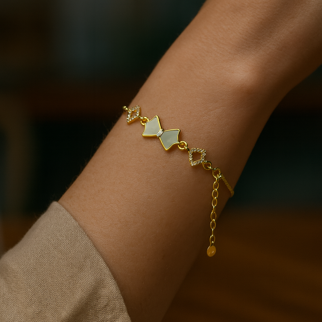 925 Sterling Silver Butterfly Diamond Bracelet