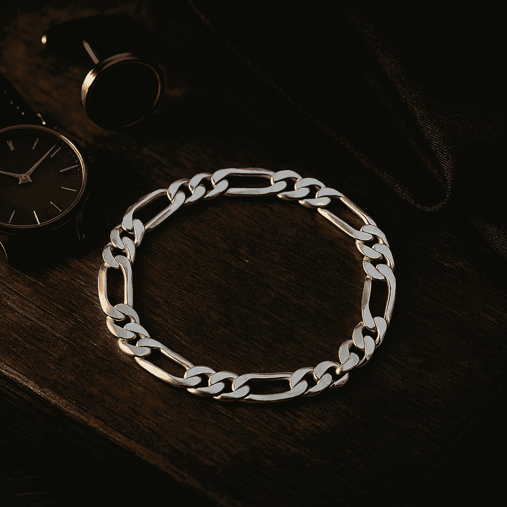The 925 Sterling Silver Classic Figaro Bracelet - Celestora - India - 11.5 g / 5.5mm / 8.5 inches - - Bracelet for Men, Boys, Gift for Men, Brother, Boyfriend, Husband