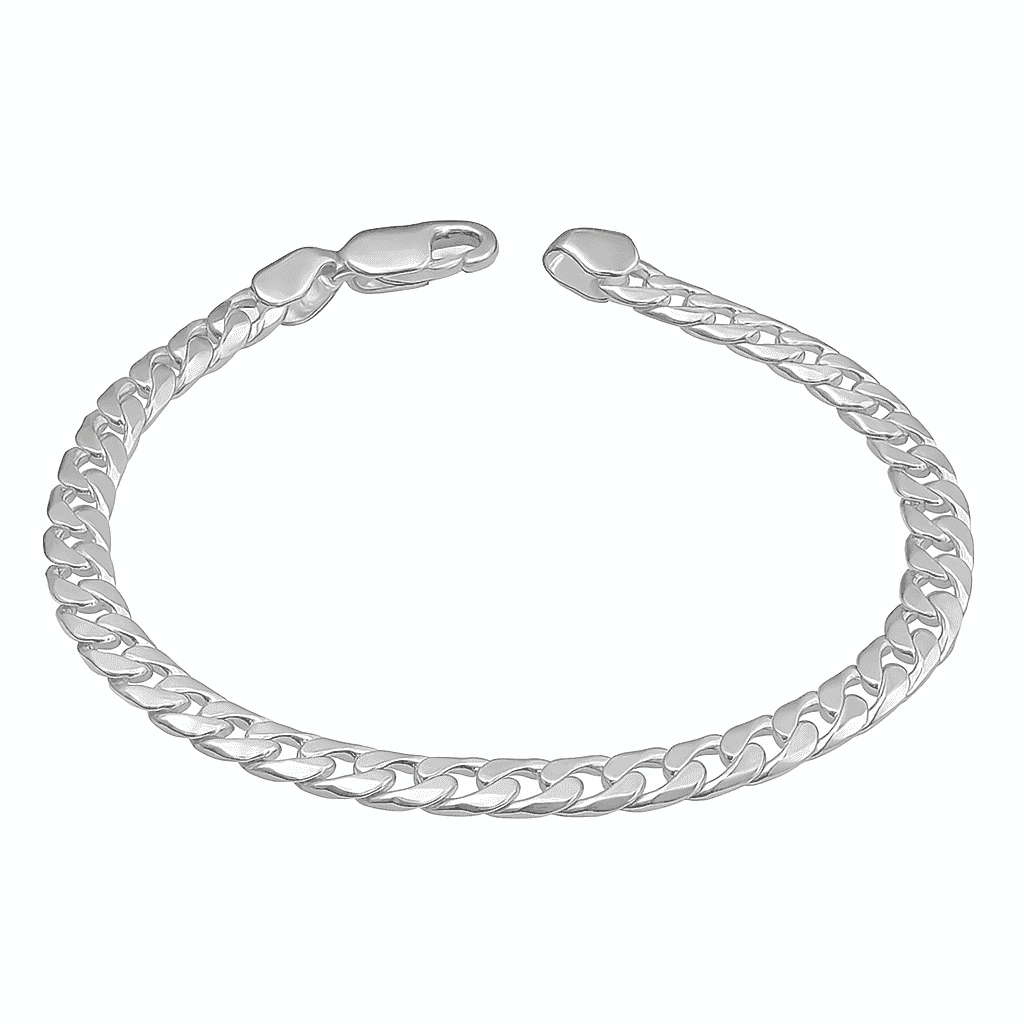 The 925 Sterling Silver Classic Cuban Curb Bracelet - Celestora - India - 4.5 mm - - Bracelet for Men, Boys, Gift for Men, Brother, Boyfriend, Husband