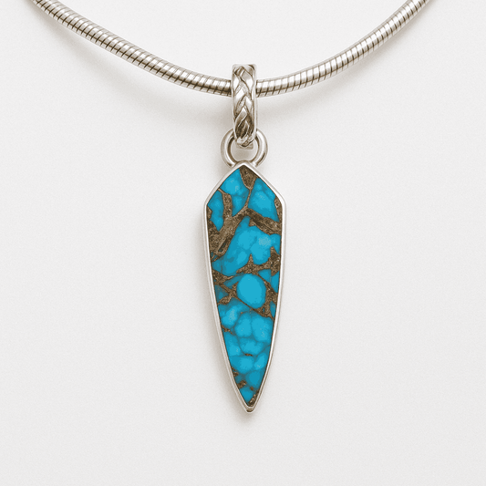 The 925 Sterling Silver Turqoise Pendant for Luck and Prosperity (Without Chain) - Celestora - India - - - Pendants