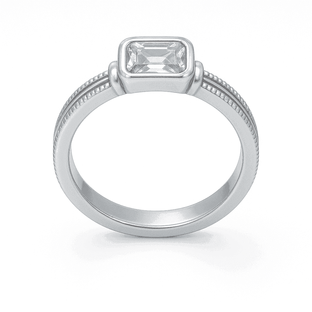 The 925 Silver Ring with Statement Rectangular Zircon Stone - Celestora - India - Heritage / 9 - men - Ring
