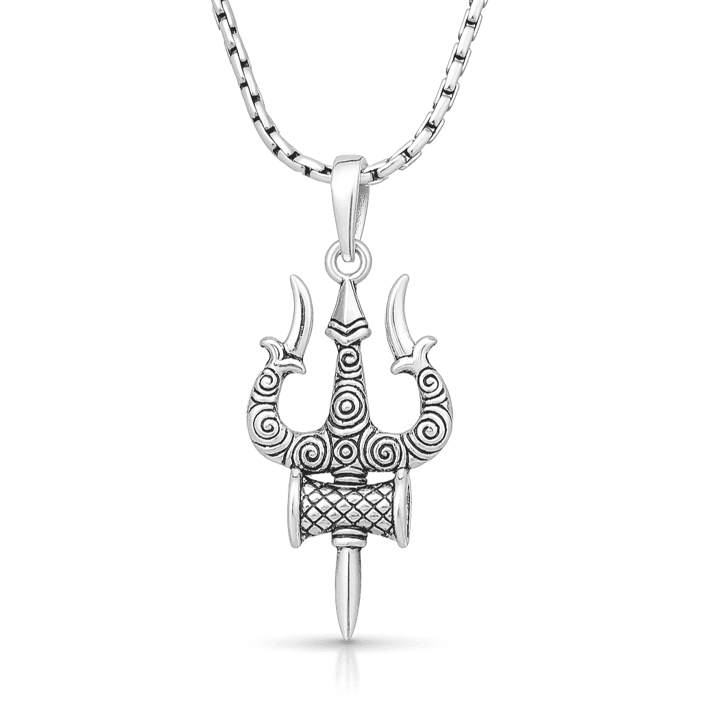 The 925 Sterling Silver Shiva's Trident Pendant | Without Chain - Celestora - India - Rudra (Oxidized) - - God Pendant for Men, Boys, Gift for Men, Brother, Boyfriend, Husband