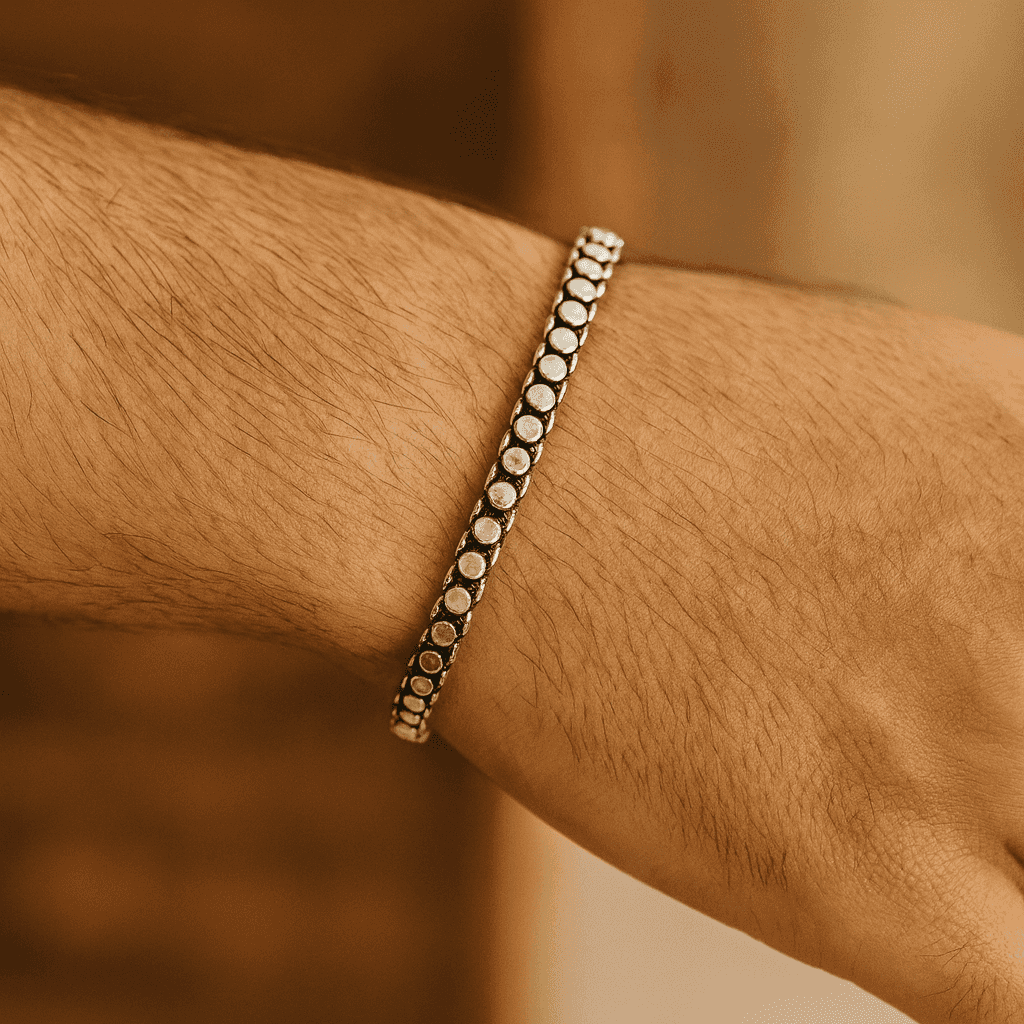 The 925 Sterling Silver Dual Design Bracelet - Celestora - India - Dusk & Dawn - - Bracelet for Men, Boys, Gift for Men, Brother, Boyfriend, Husband