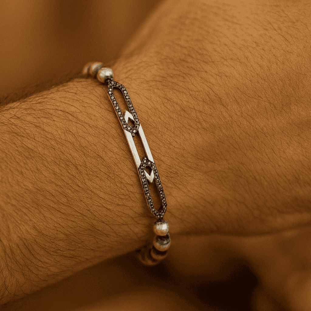 The 925 Sterling Silver Premium Imported Gifting Bracelet - Celestora - India - Midnight - - Bracelet for Men, Boys, Gift for Men, Brother, Boyfriend, Husband