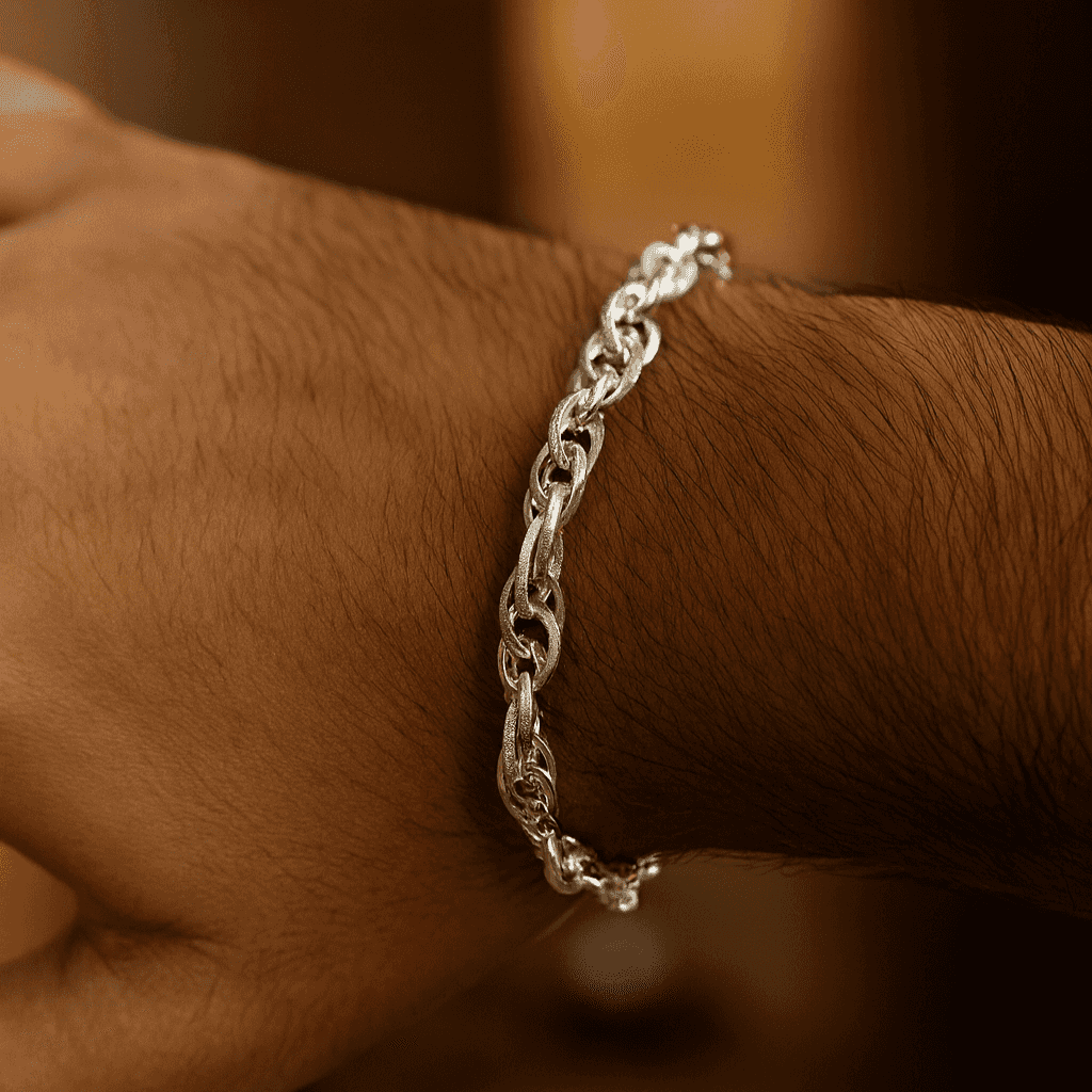 925 Sterling Silver Chunky Italian Bracelet - Celestora - India - Textured Chunky Bracelet - - Bracelet for Men, Boys, Gift for Men, Brother, Boyfriend, Husband