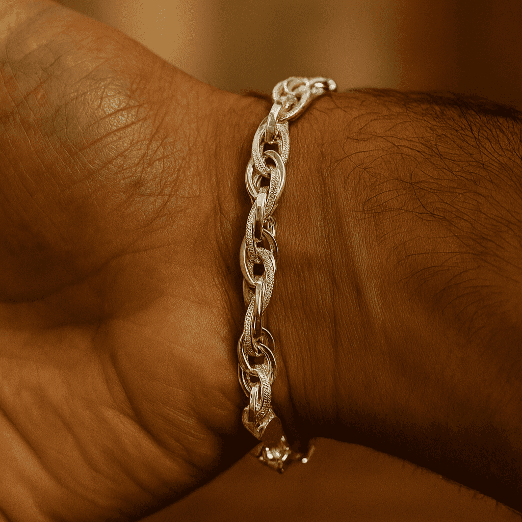925 Sterling Silver Chunky Italian Bracelet - Celestora - India - Textured Chunky Bracelet - - Bracelet for Men, Boys, Gift for Men, Brother, Boyfriend, Husband