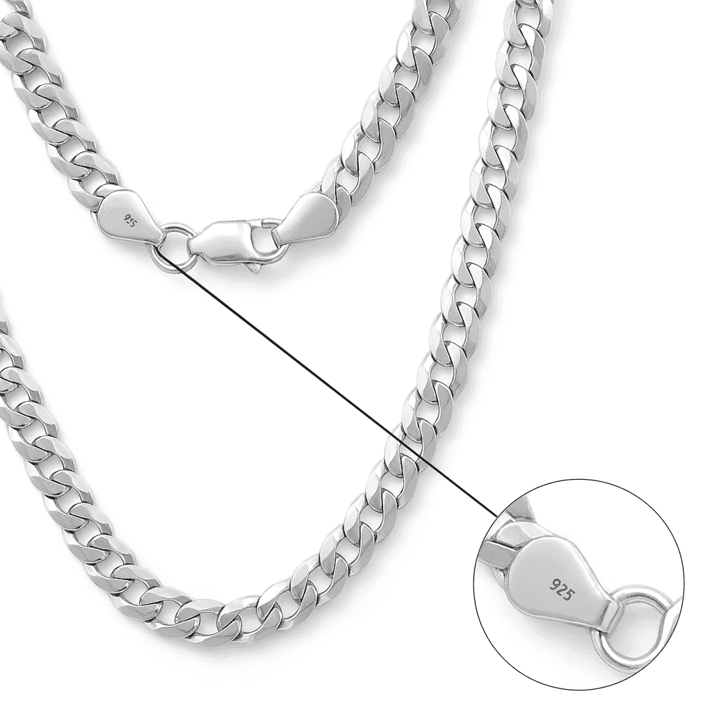 The 925 Sterling Silver Classic Cuban Chain - Celestora - India - 20 inches - - Chains for Men, Boys, Gift for Men, Brother, Boyfriend, Husband