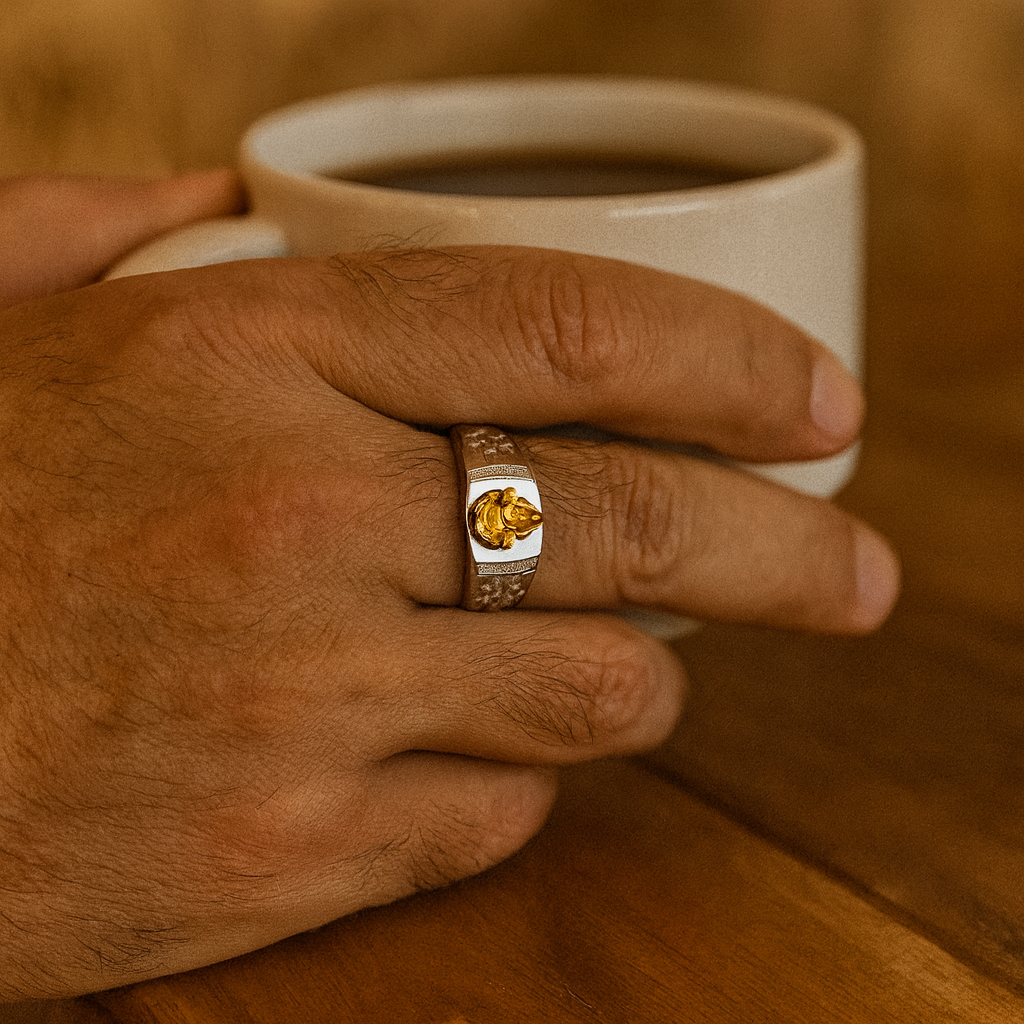 925 Sterling Silver with Gold Plated Ganesha Idol Ring