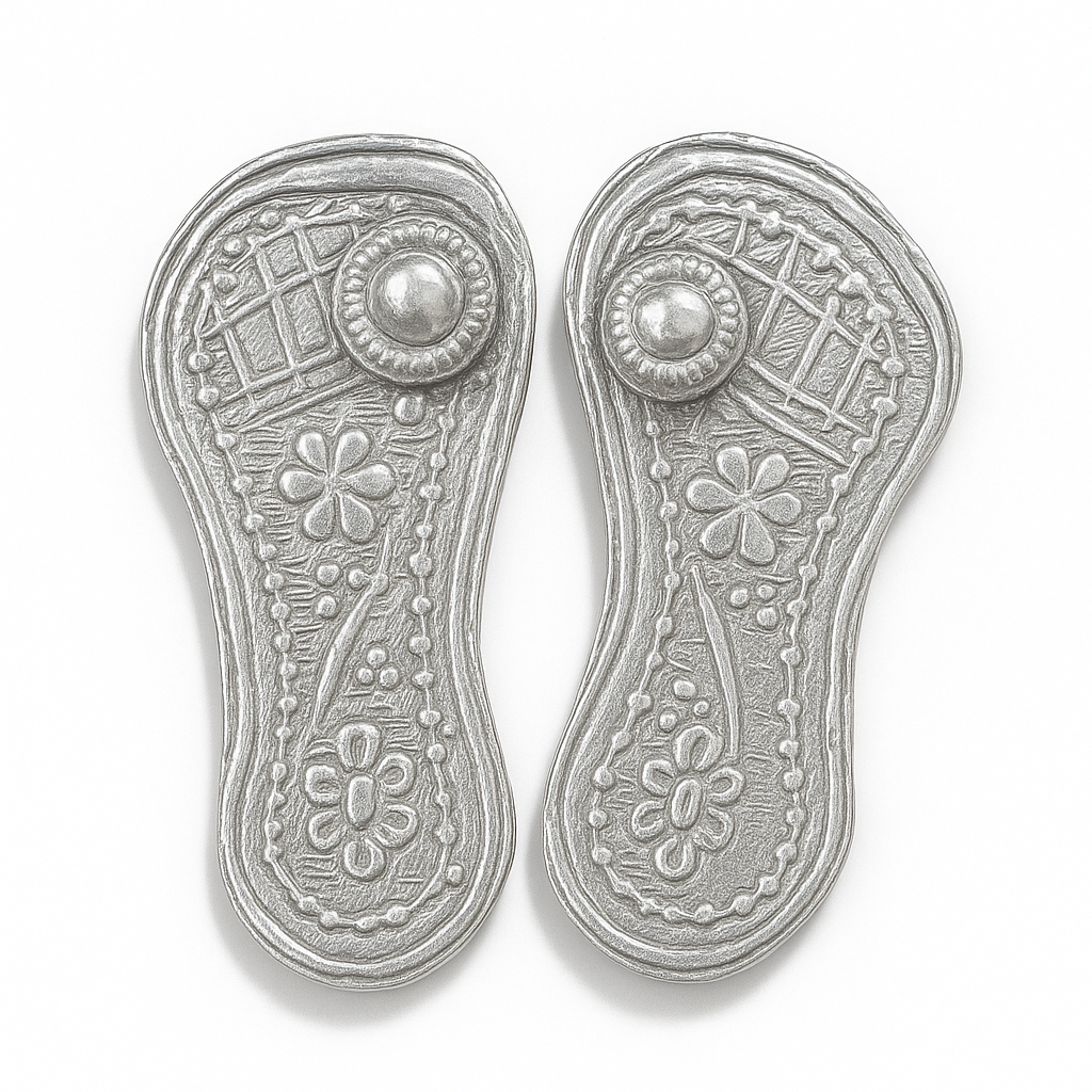 925 Sterling Silver Auspicious Laxmi Pad for Wealth (Pair)
