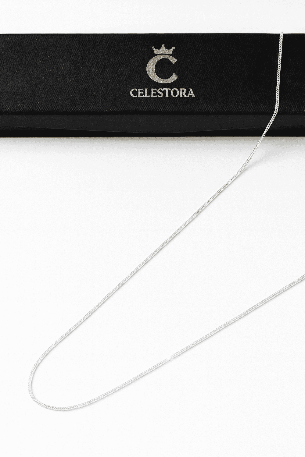 925 Sterling Silver Sleek Minimal Cuban Chain - Celestora - India - White - men, new - Chains