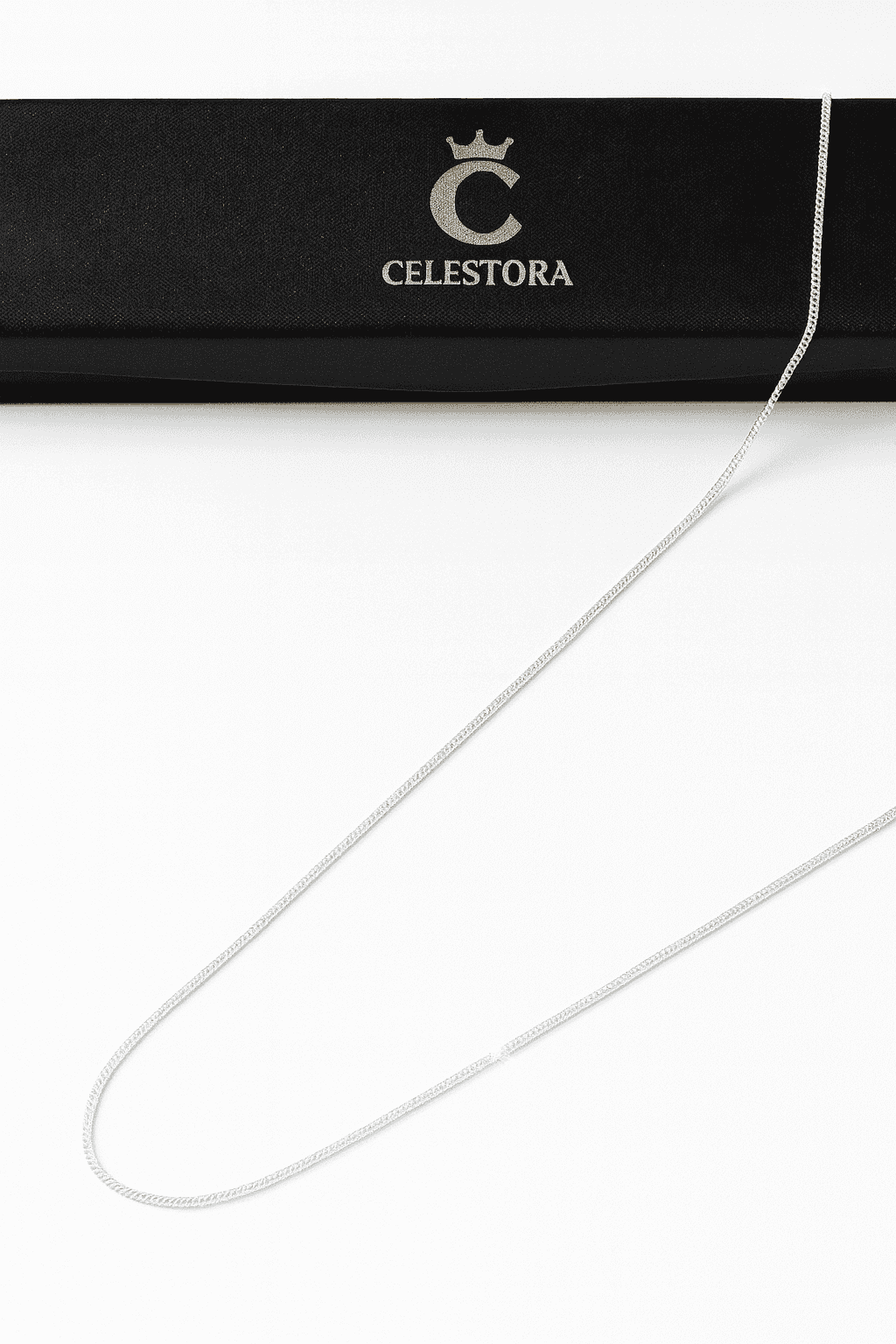 925 Sterling Silver Sleek Minimal Cuban Chain - Celestora - India - White - men, new - Chains