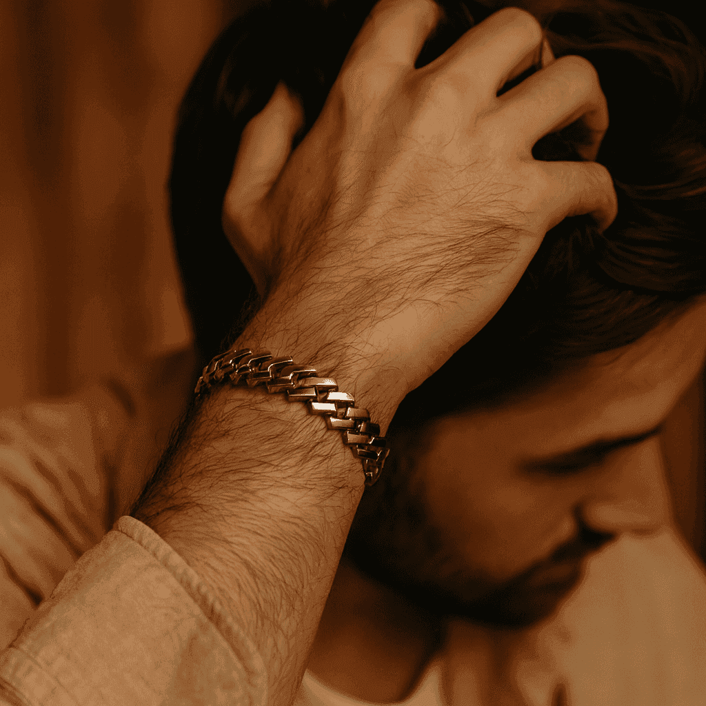 925 Sterling Silver Modern Curb Bracelet - Celestora - India - Alternate Gold Plating - men, new - Bracelet