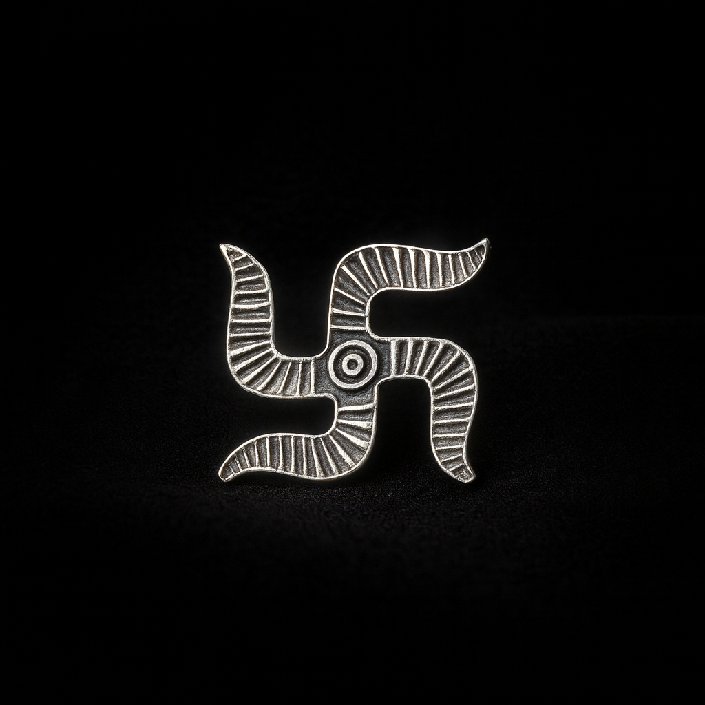 Silver Divine Swastik Symbol for Mandir, Pooja, Temple, Home Decor