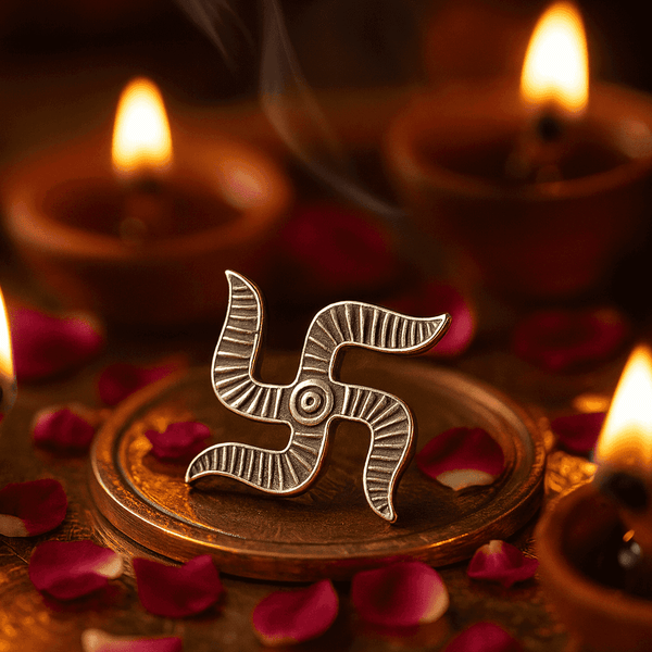 Silver Divine Swastik Symbol for Mandir, Pooja, Temple, Home Decor (2cm x 2cm) - Celestora - India - - - Home Decor for Men, Boys, Gift for Men, Brother, Boyfriend, Husband
