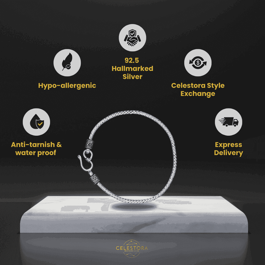 The 925 Sterling Silver Signature Bracelet - Celestora - India - Infinity | 8 inches - - Bracelet for Men, Boys, Gift for Men, Brother, Boyfriend, Husband