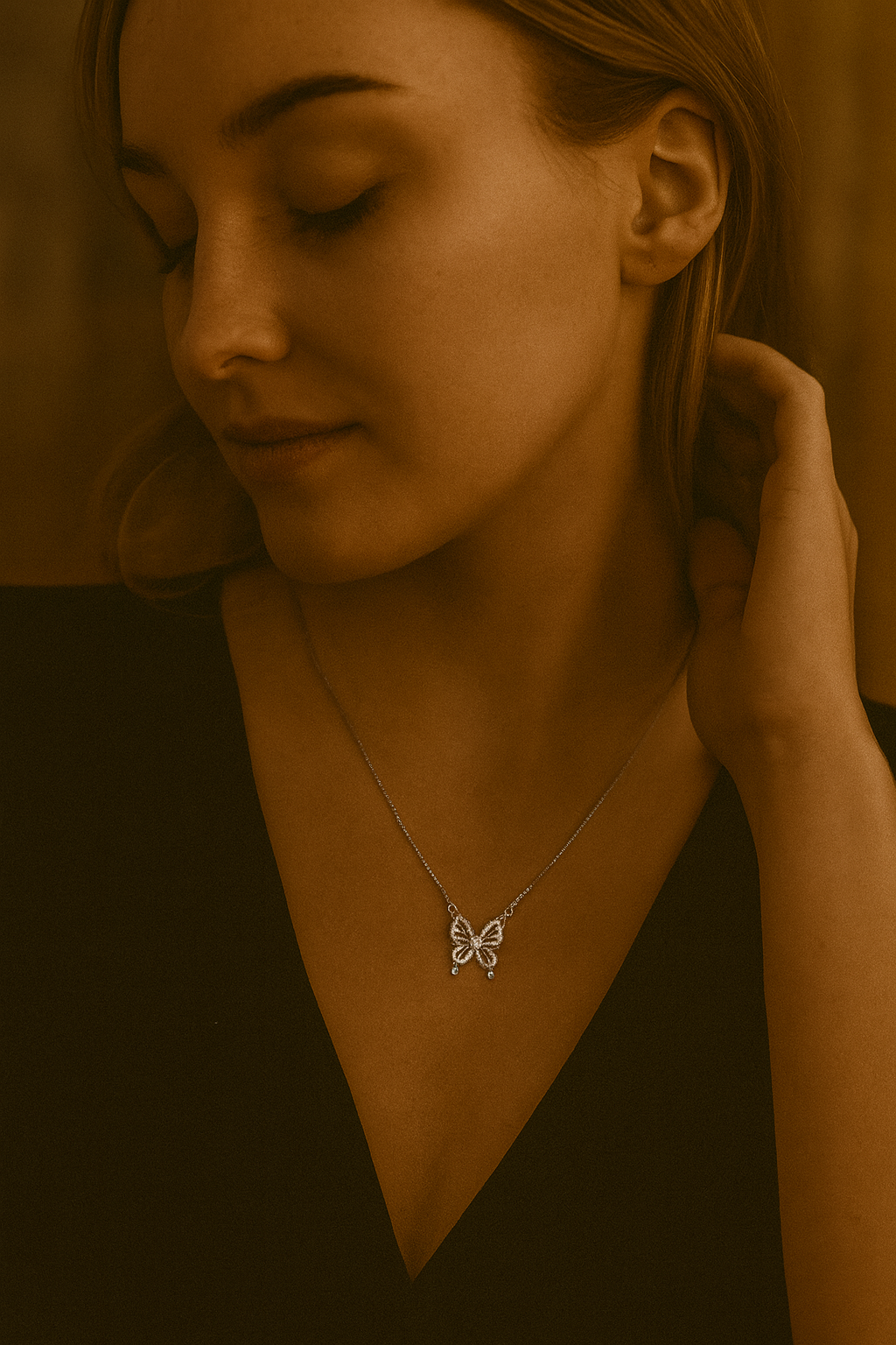 925 Sterling Silver Butterfly Angel Pendant Necklace