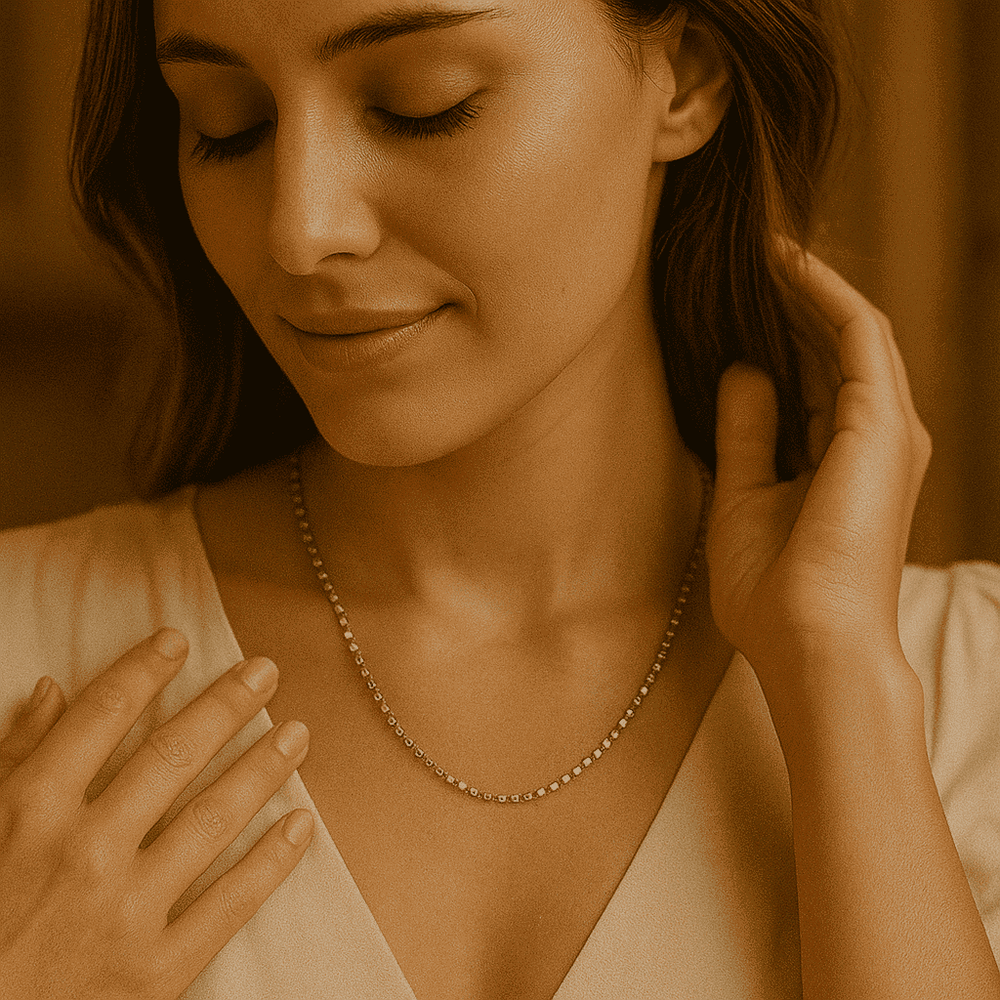 925 Sterling Silver Rose Glow Necklace - Celestora - India - - - 