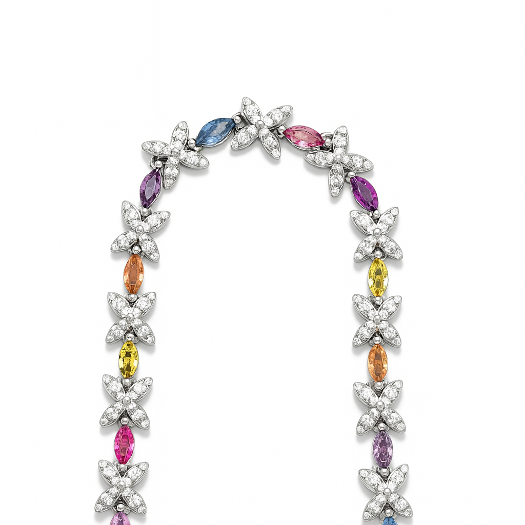 925 Sterling Silver Chic Baguette Rainbow Bracelet