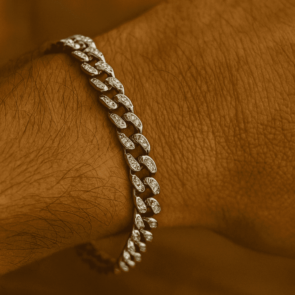 925 Sterling Silver Iced Cuban Curb Bracelet - Celestora - India - - - Bracelet for Men, Boys, Gift for Men, Brother, Boyfriend, Husband