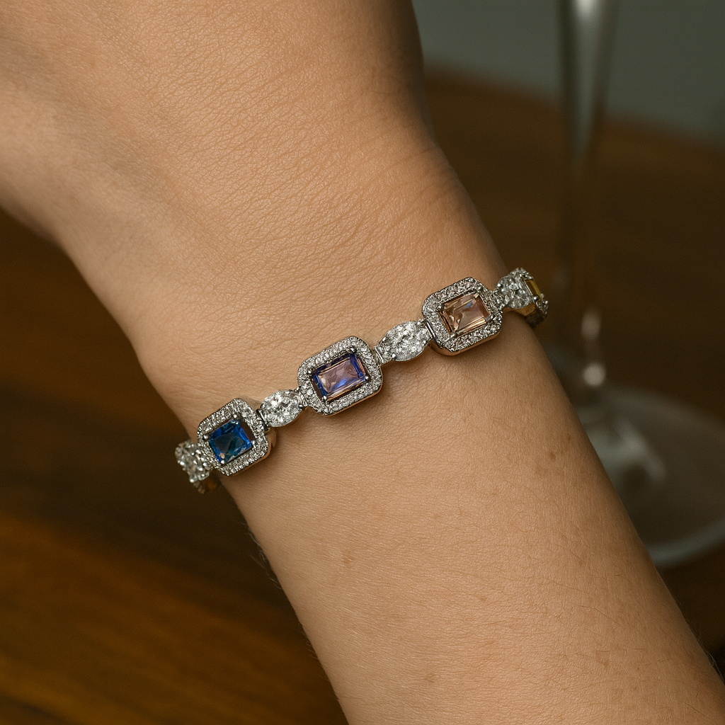 925 Sterling Silver Empress Gem Bracelet