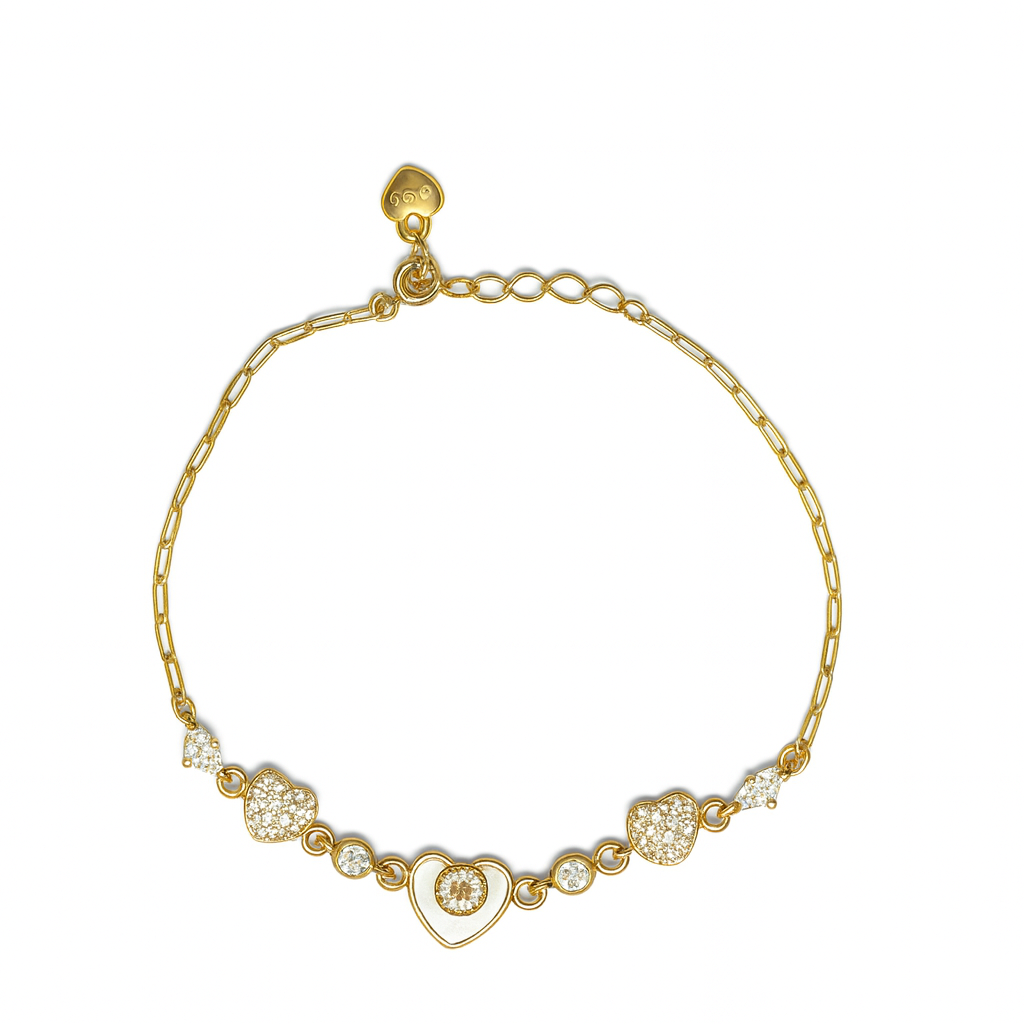 925 Sterling Silver Sparkle Heartline Bracelet