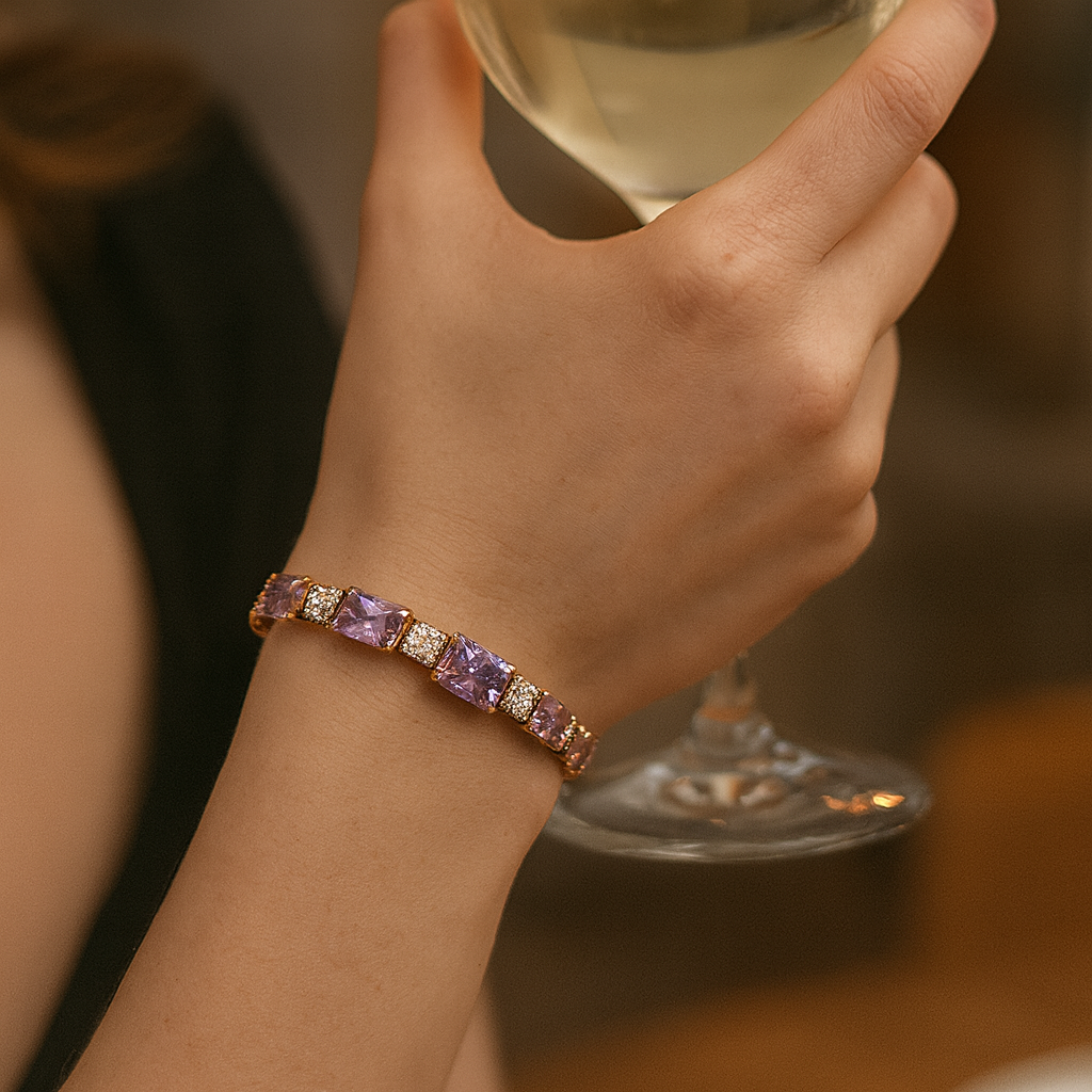 925 Sterling Silver Blush Tennis Bracelet