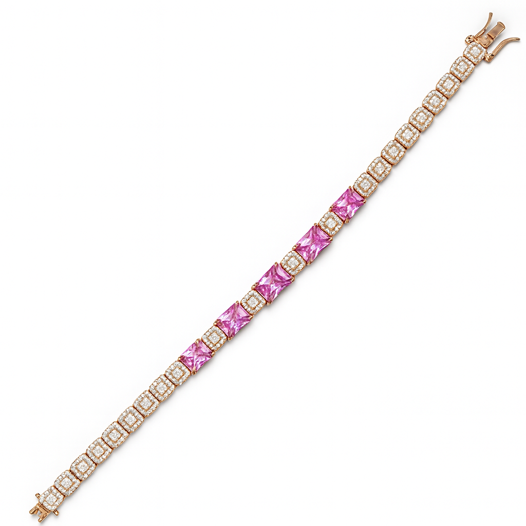 925 Sterling Silver Blush Tennis Bracelet