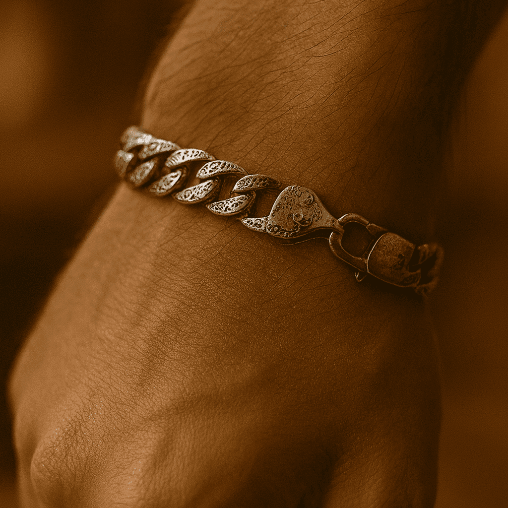 925 Sterling Antique Royale Cuban Bracelet - Celestora - India - - - Bracelet for Men, Boys, Gift for Men, Brother, Boyfriend, Husband