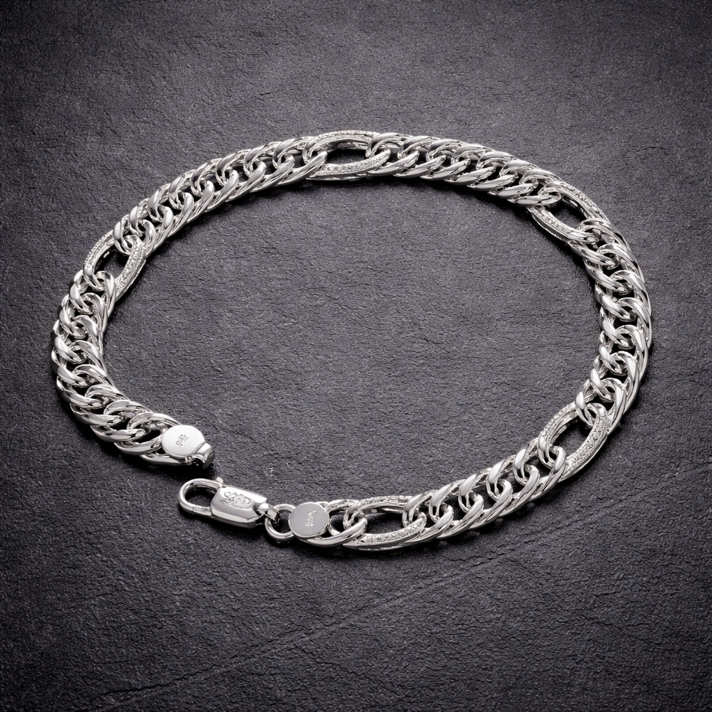 Men's Classic Figaro Link Silver Bracelet