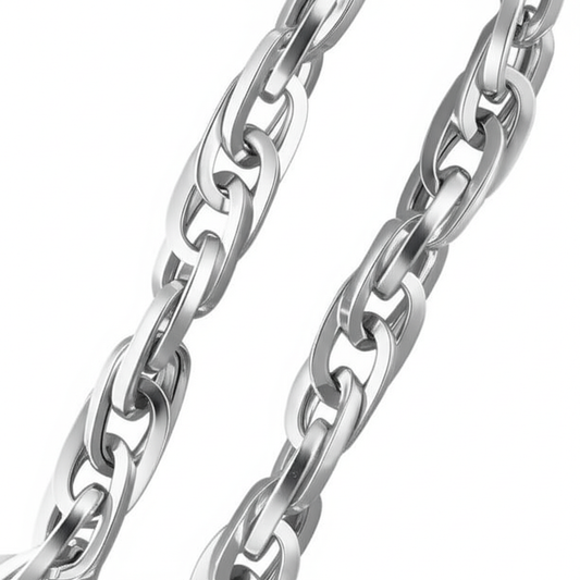 The 925 Sterling Silver Chunky Interwined Rope Link Chain