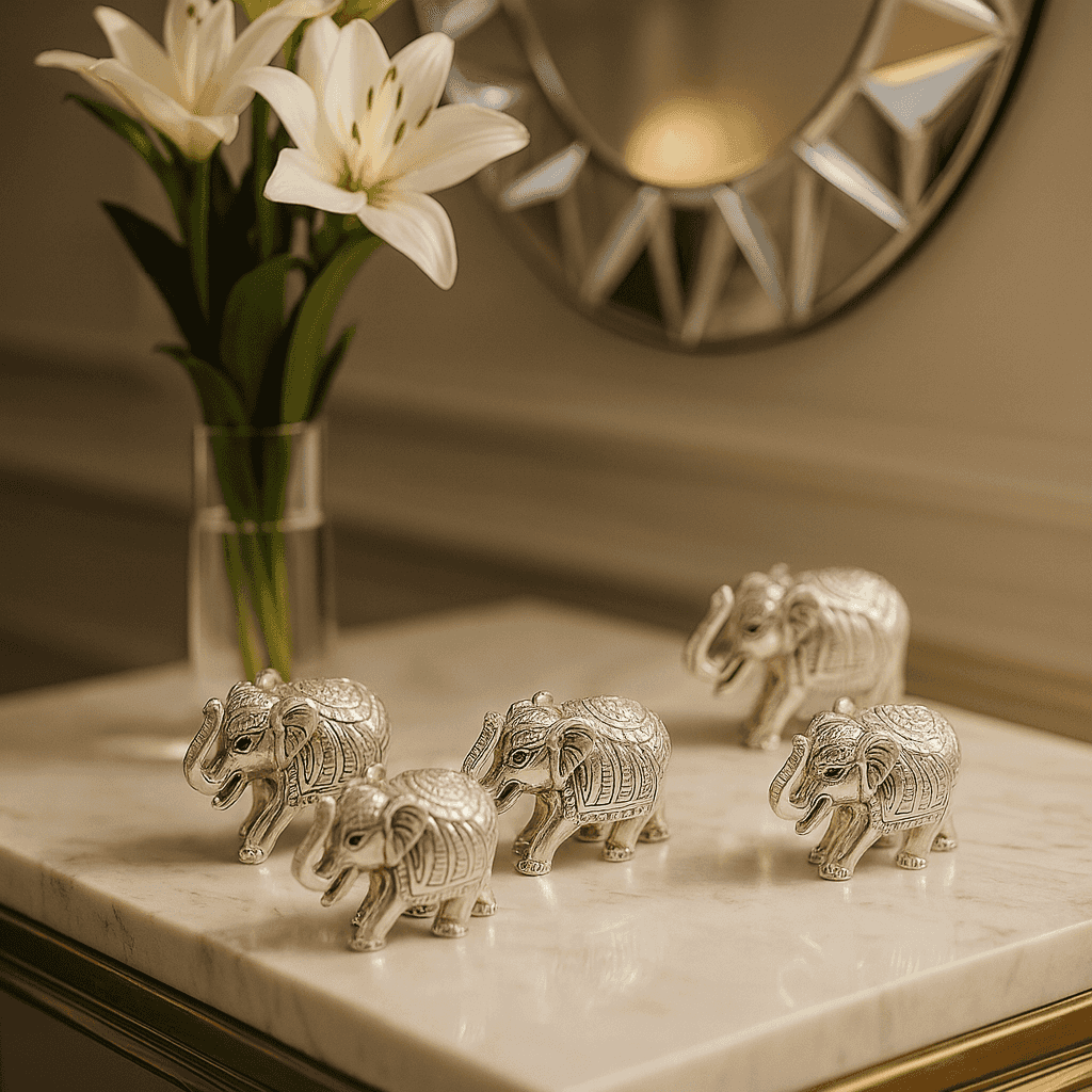 999 Silver Royal Elephant Idol Murti - Celestora - India - - - Home Decor for Men, Boys, Gift for Men, Brother, Boyfriend, Husband