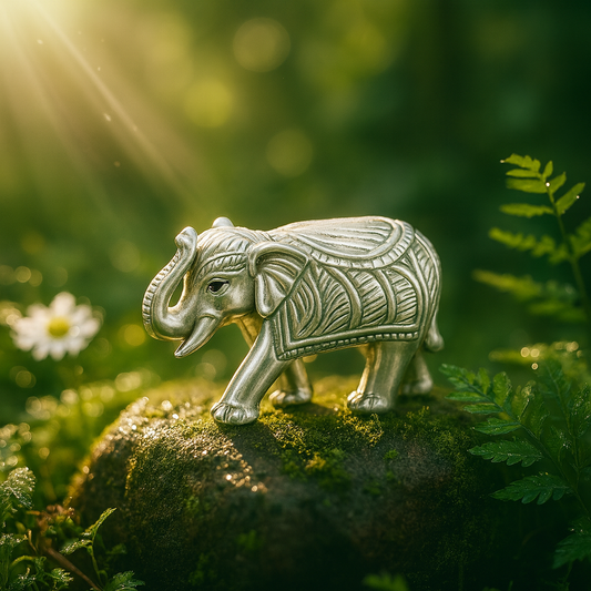 999 Silver Royal Elephant Idol Murti