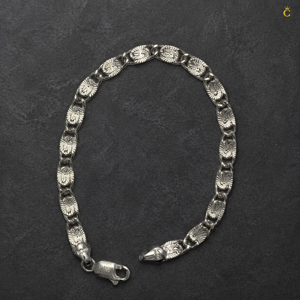 Premium Textured Silver Link Bracelet for Men