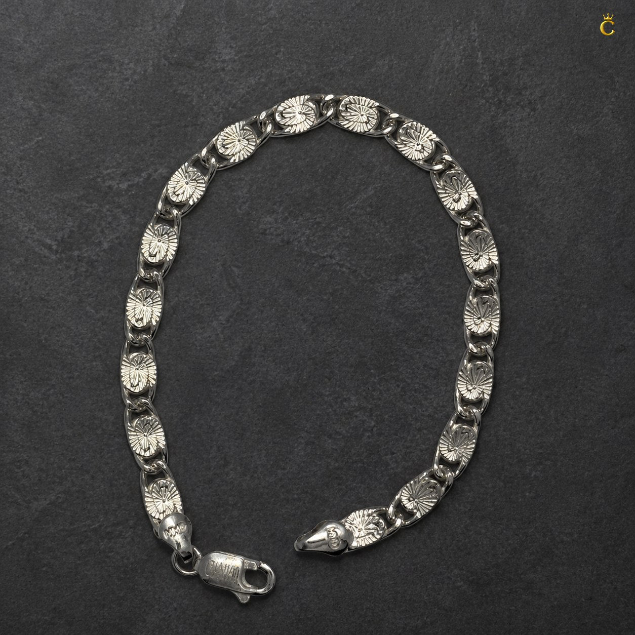 Premium Textured Silver Link Bracelet for Men