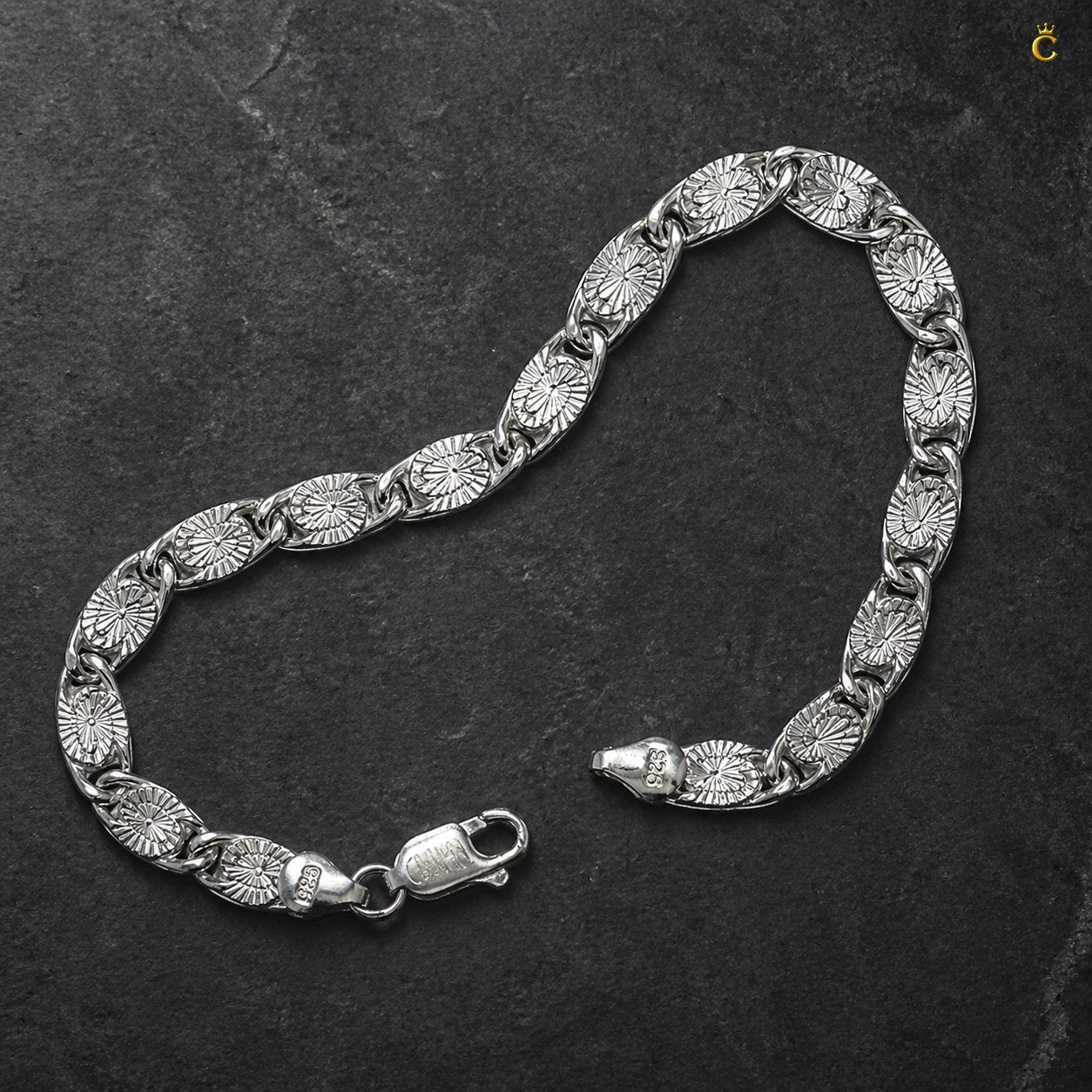 Premium Textured Silver Link Bracelet for Men