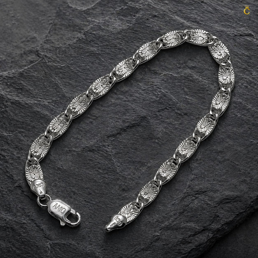 Premium Textured Silver Link Bracelet for Men