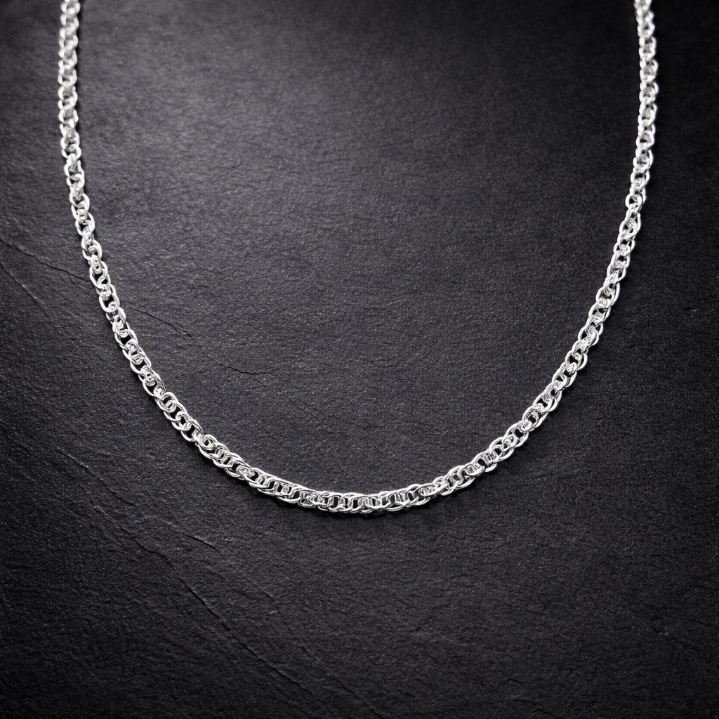 Premium Silver Woven Link Chain Necklace
